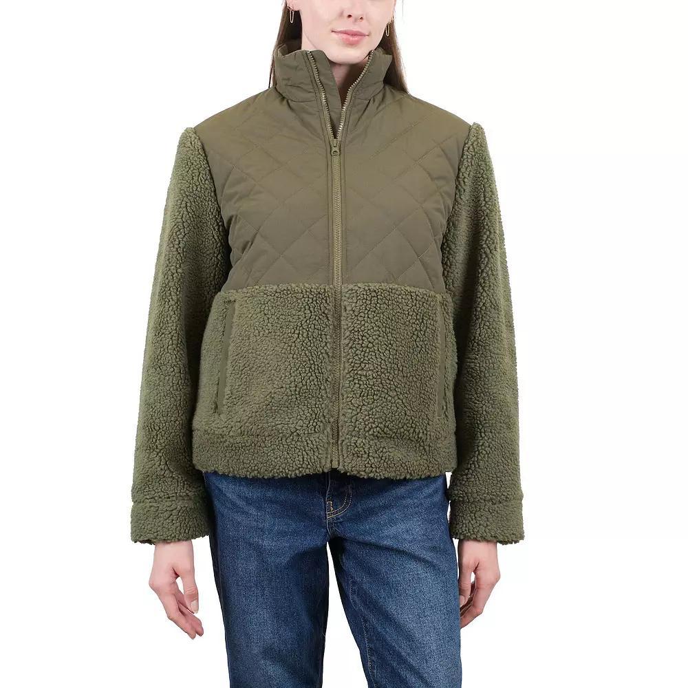 Women's Mountain and Isles Sherpa Jacket with Quilted Upper, Size: XS, Green Product Image