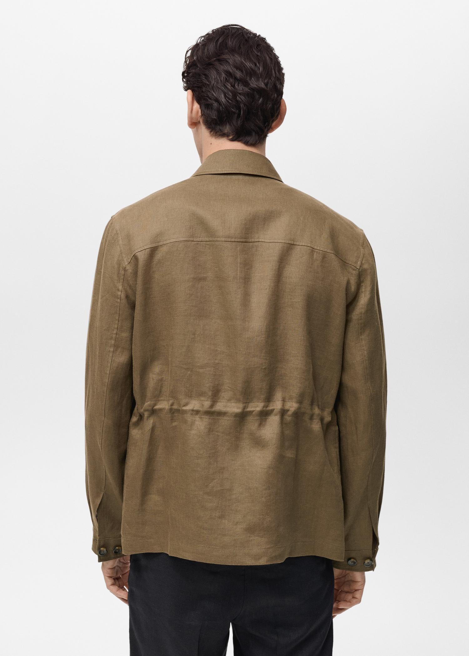100% linen overshirt with pockets - Men | MANGO USA Product Image