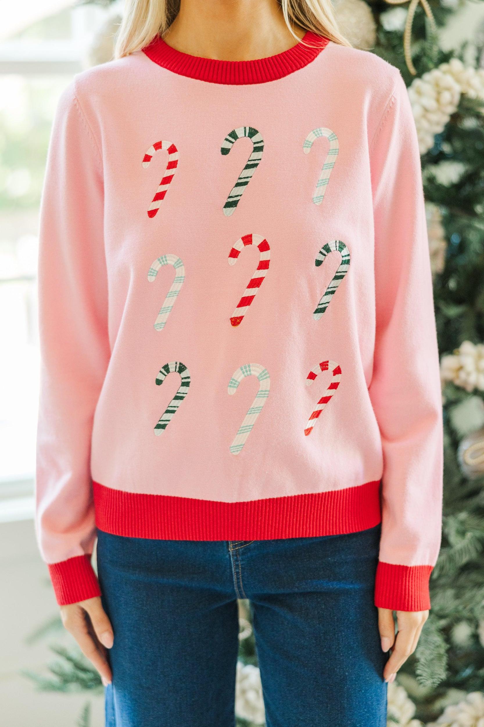 Sweet Days Pink Candy Cane Novelty Sweater Female Product Image