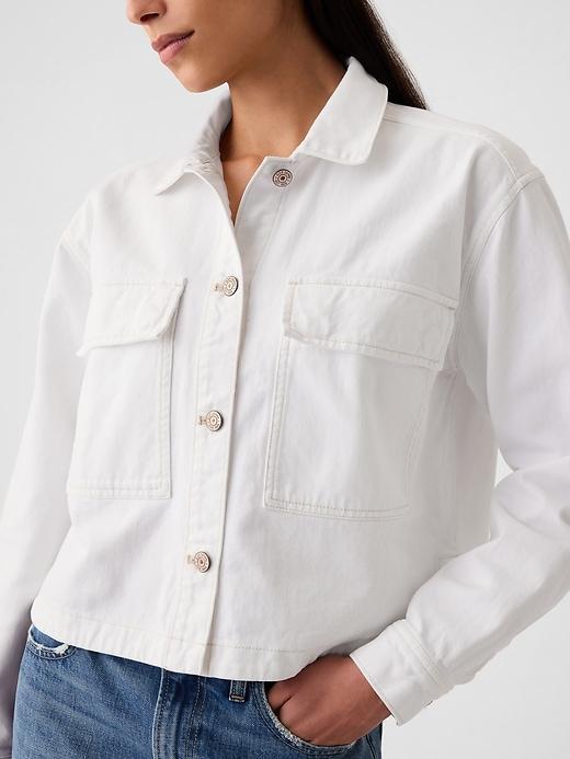 Cropped Denim Shirt Jacket Product Image