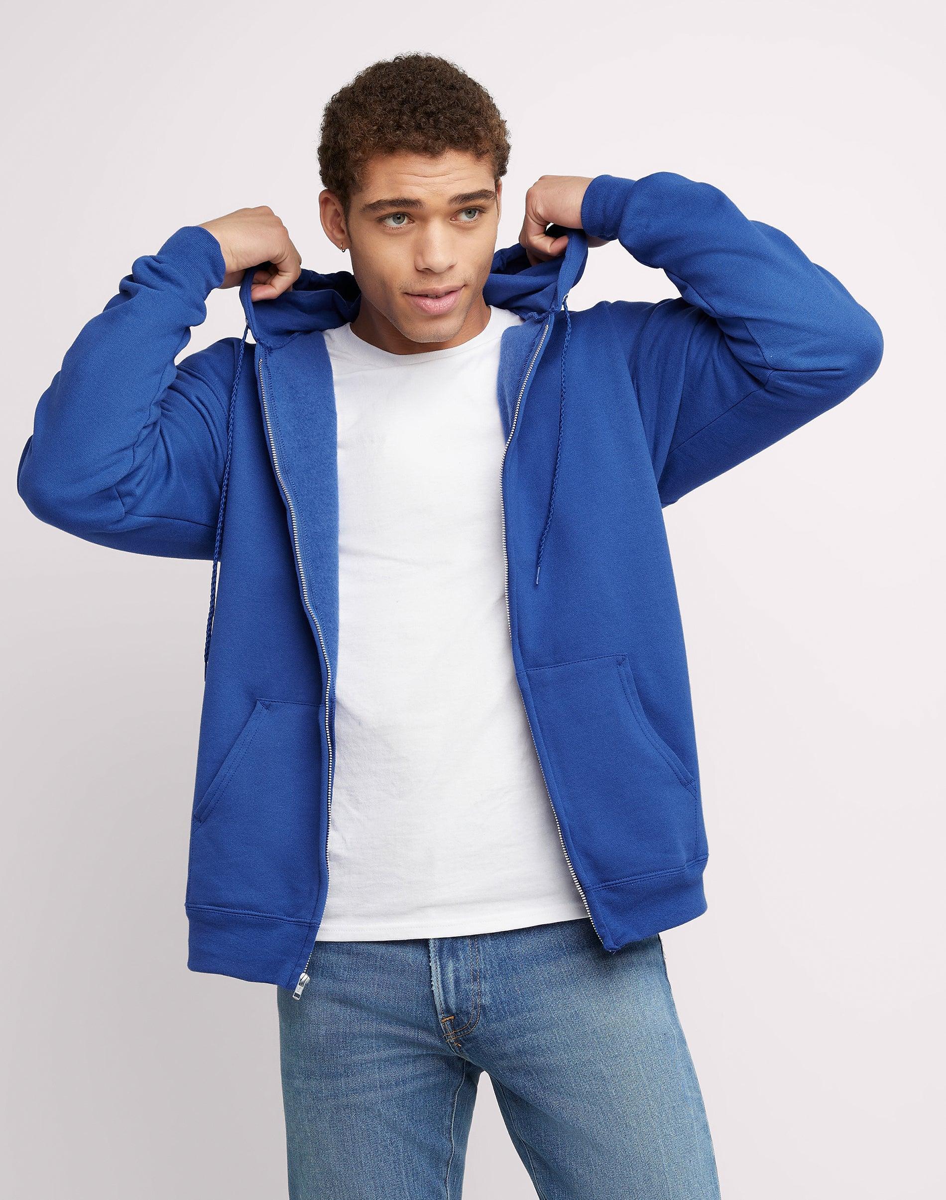 Men's Hanes Ultimate® Fleece Full-Zip Hoodie, Size: Large, Light Silver Product Image
