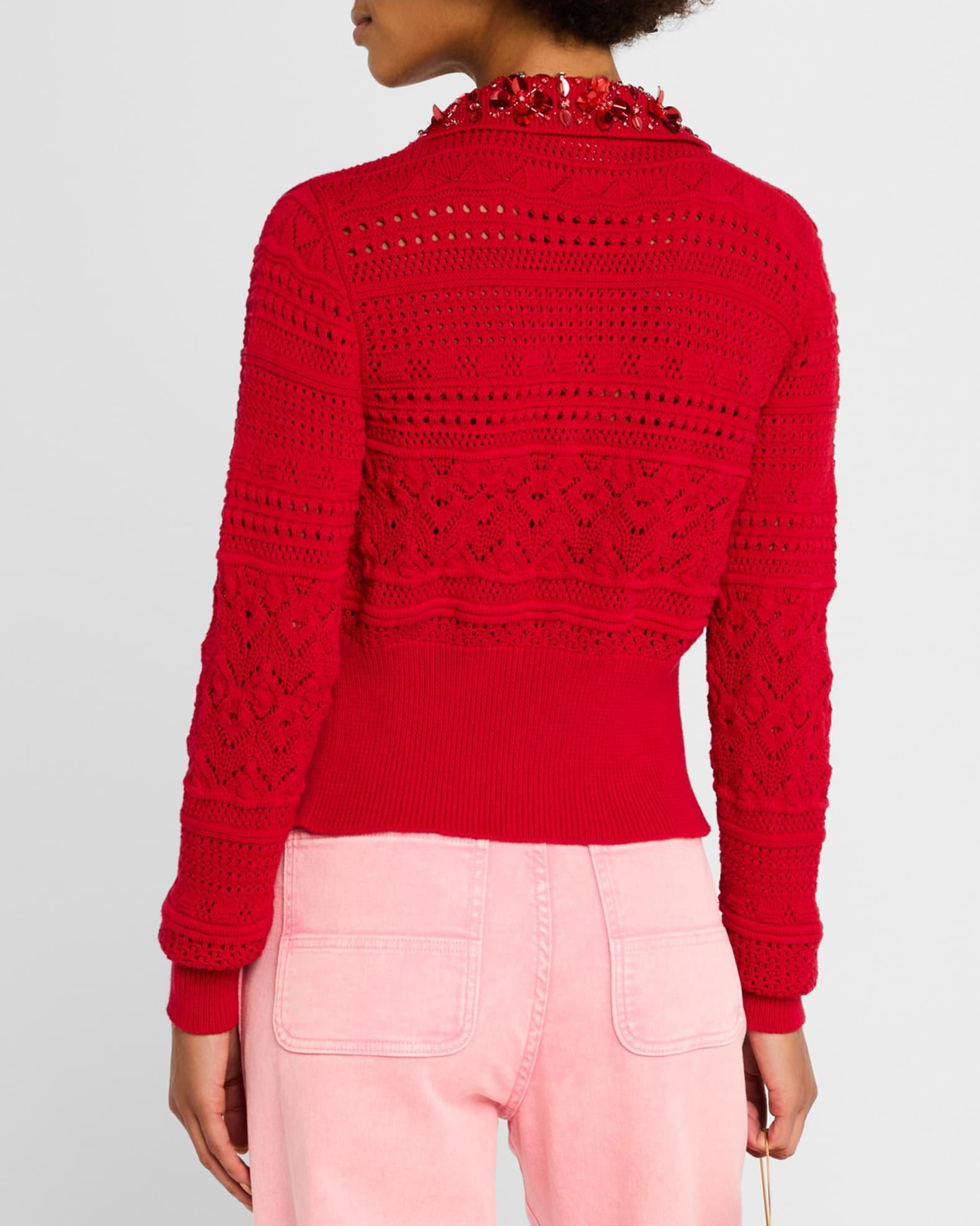 Embellished Open-Knit Cardigan Product Image