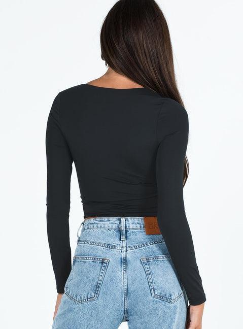 Back In Time Long Sleeve Top Black Product Image