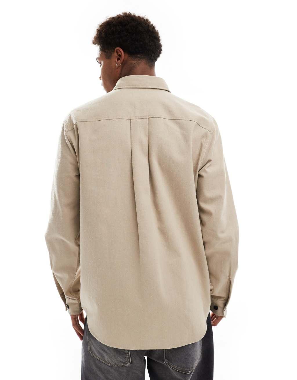 JJ Rebel heavy overshirt in beige Product Image