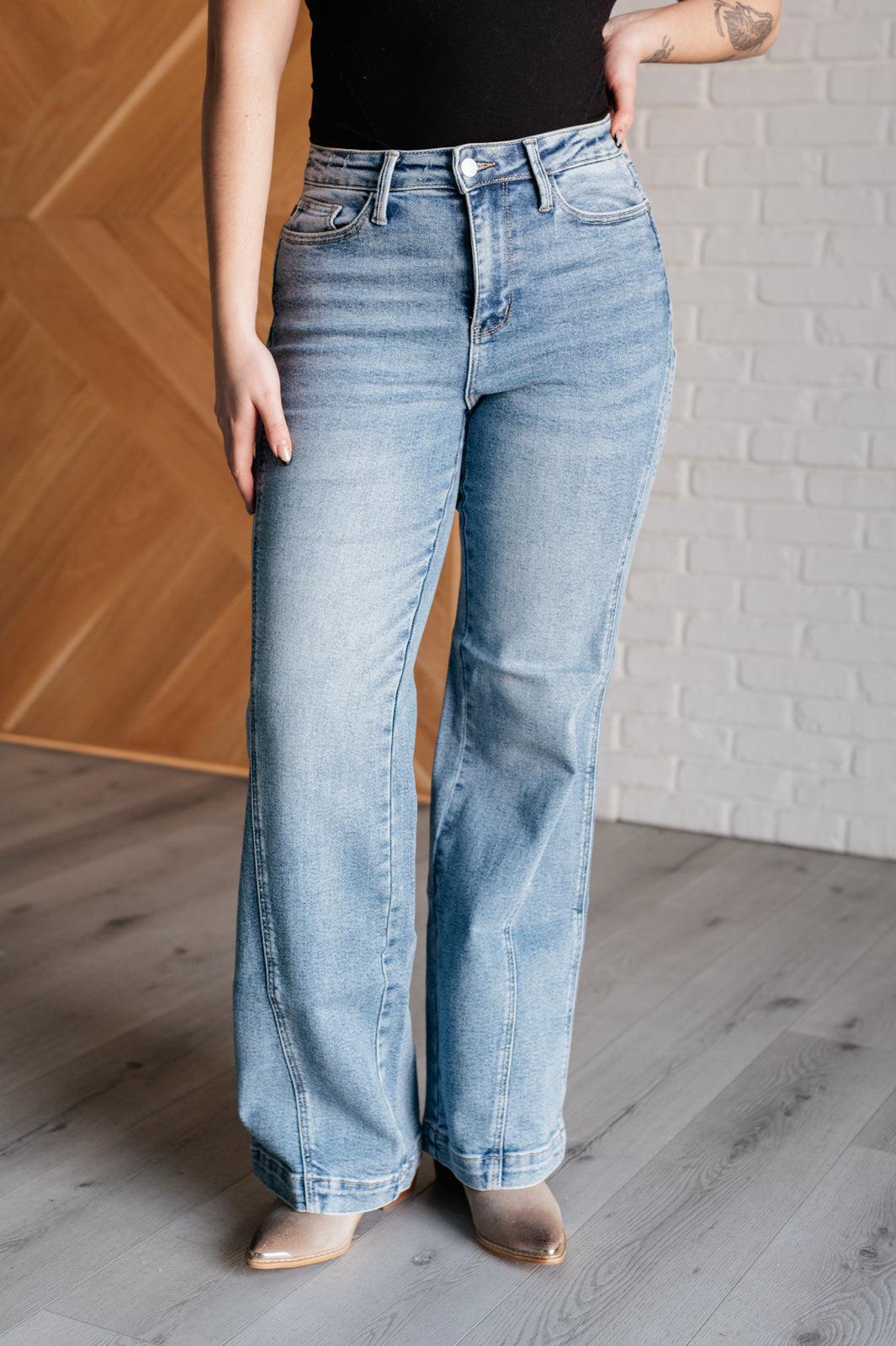 Judy Blue Side Seam Detail Wide Leg Jeans Product Image