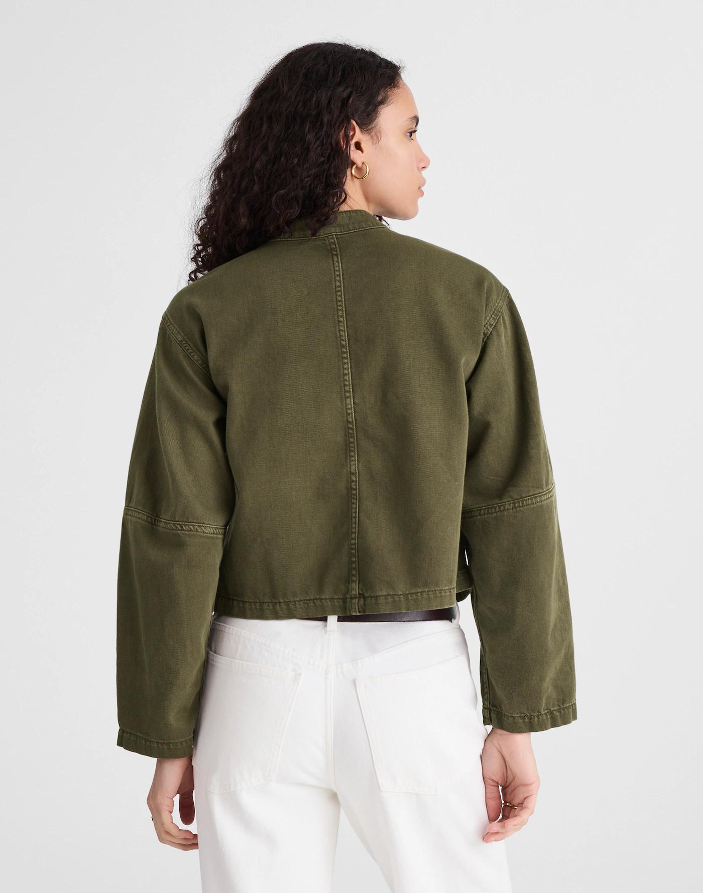 Garment-Dyed Cocoon-Sleeve Lady Jacket Product Image