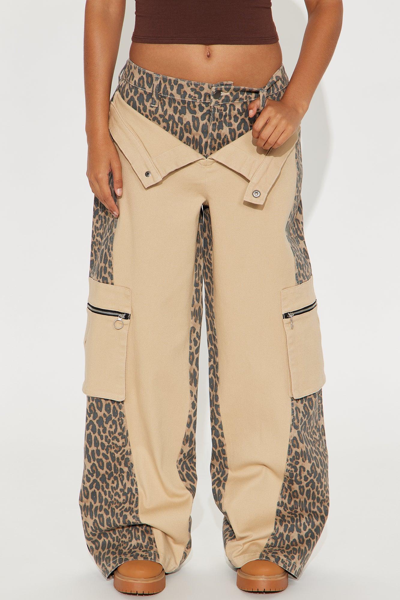 On The Prowl Leopard Twill Wide Leg Pant - Brown/combo Product Image