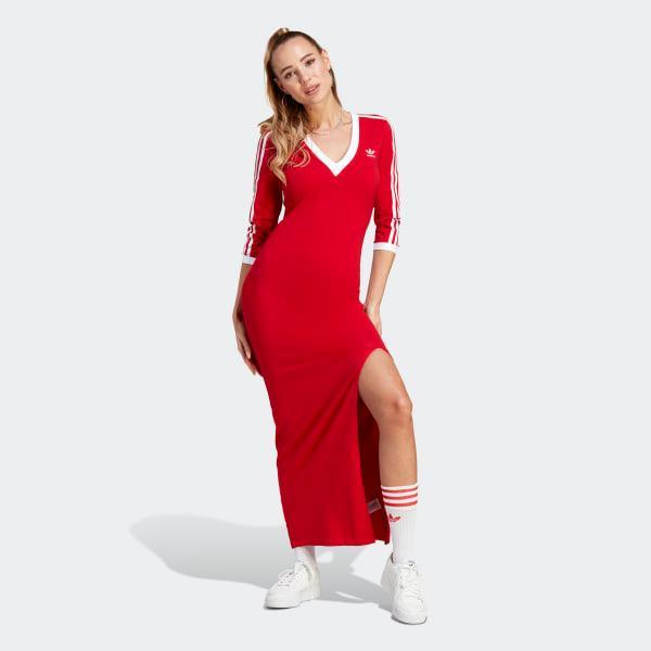 adidas Adicolor Classics 3-Stripes Maxi Dress Light Orchid 2XS Womens Product Image