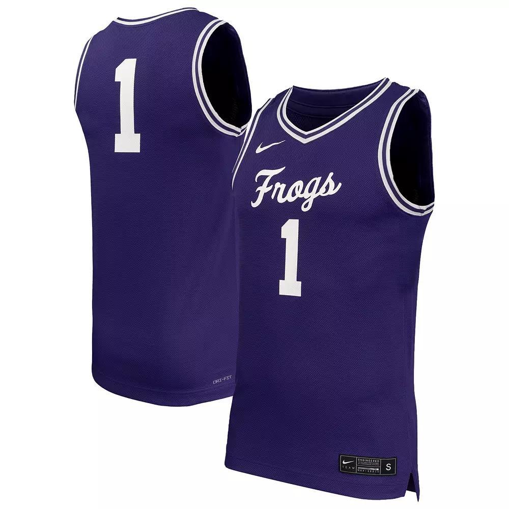 Men's Nike #1 Purple TCU Horned Frogs Replica Basketball Jersey, Size: Large Product Image
