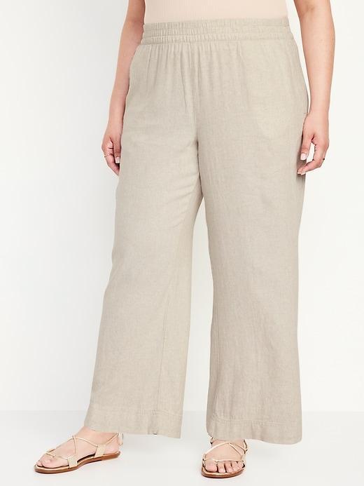 High-Waisted Linen-Blend Wide-Leg Pants Product Image