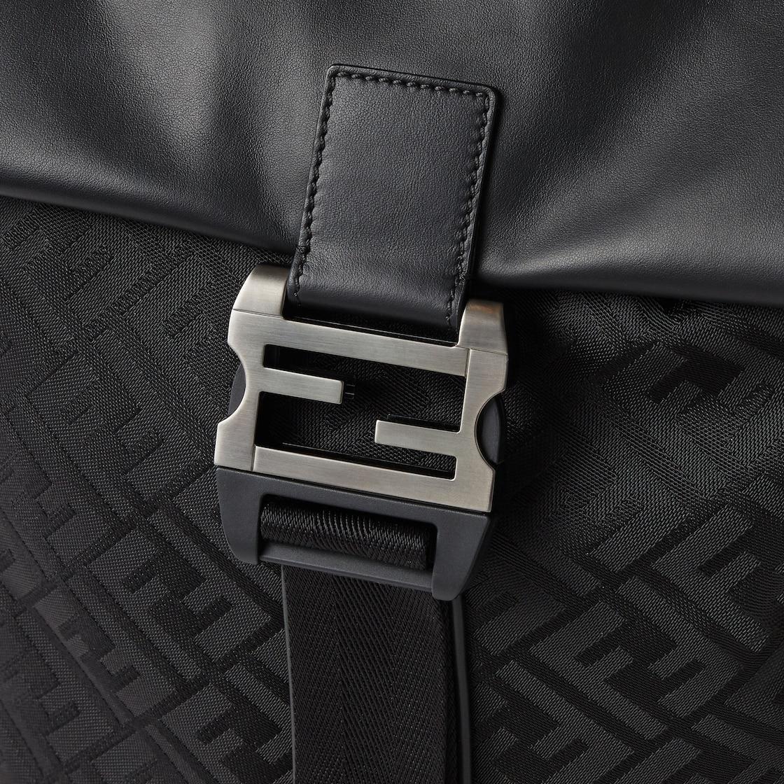 Fendi Flux Backpack Black leather and black FF nylon bag Product Image
