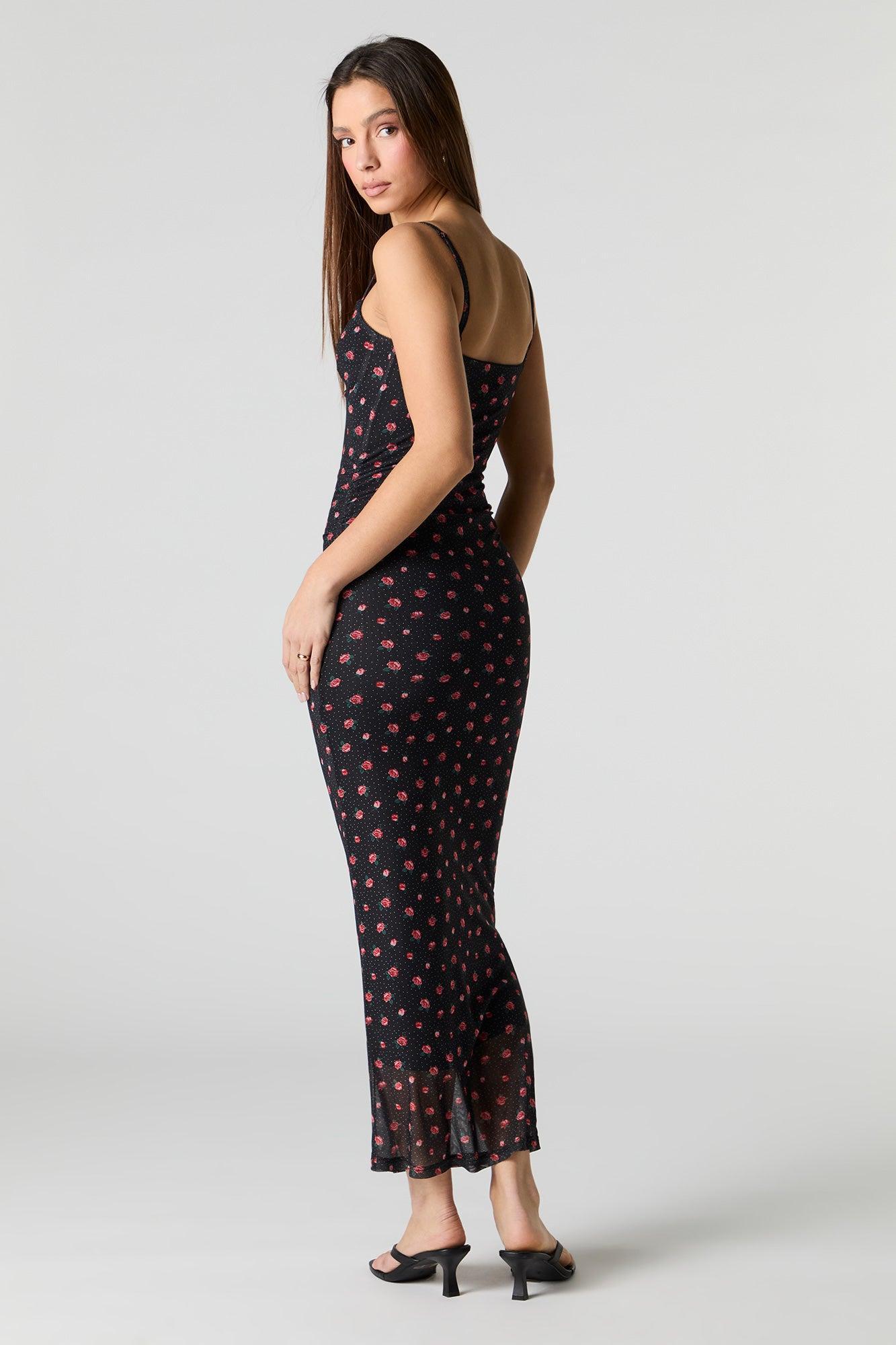 Printed Mesh Bustier Maxi Dress Female Product Image