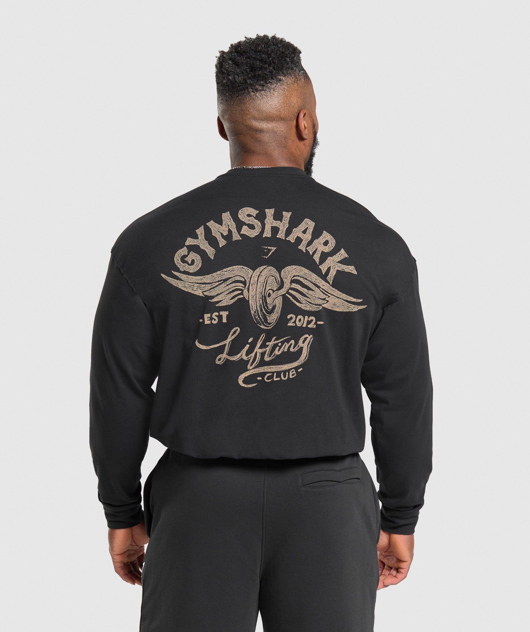 Gymshark Flying Weights Long Sleeve T-Shirt - Black Male Product Image