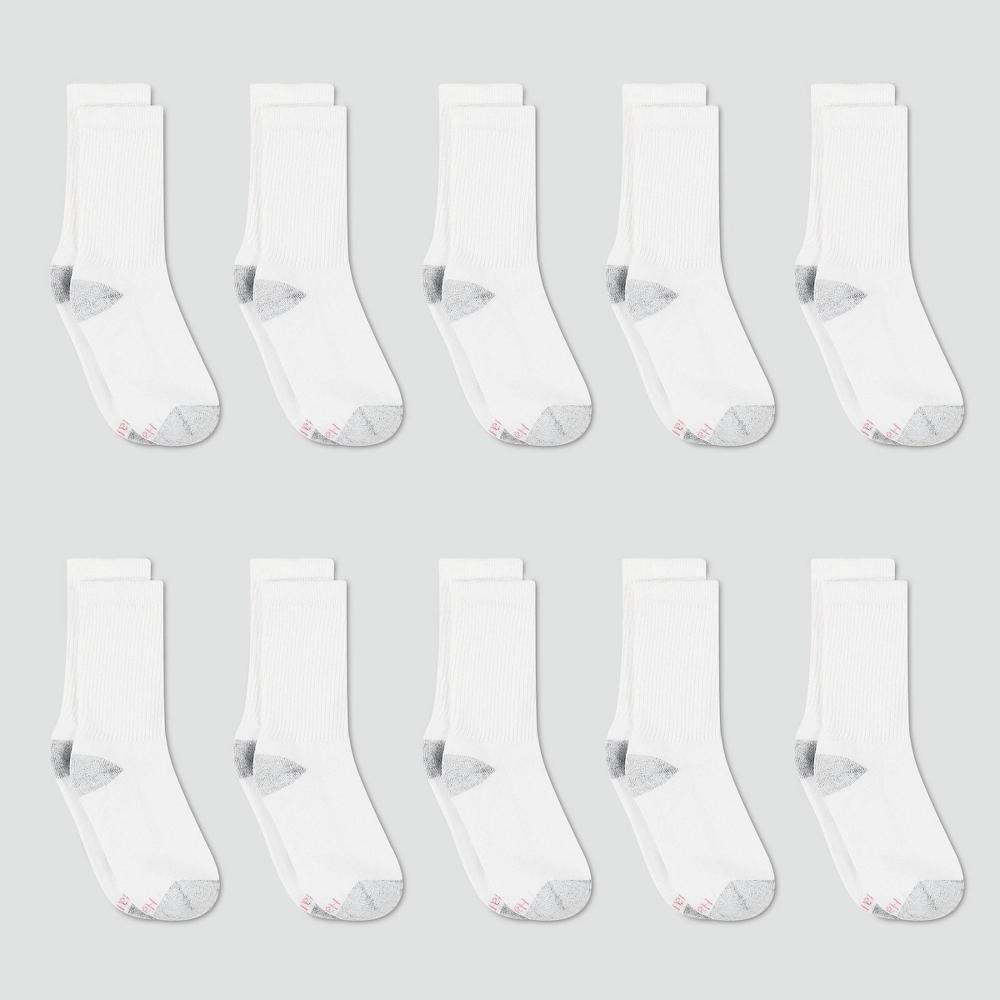 Hanes Womens Extended Size Cushioned 10pk Crew Socks 8-12: Midweight Knit, Reinforced Heel & Toe Product Image