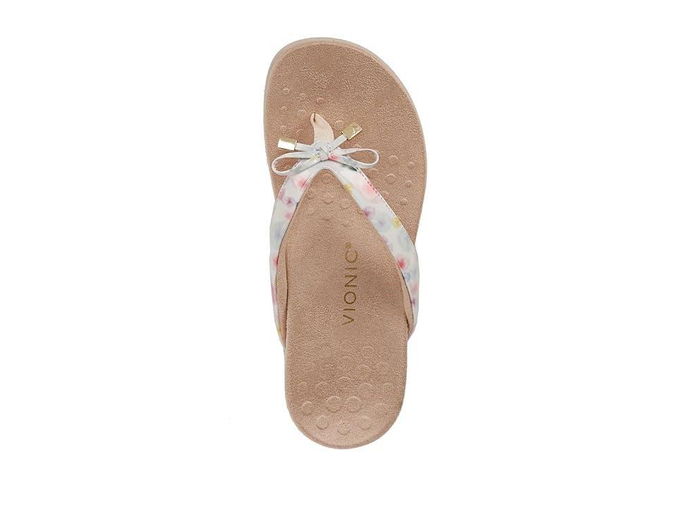 Vionic Bella Ribbed Metallic Bow Detail Thong Sandals Product Image