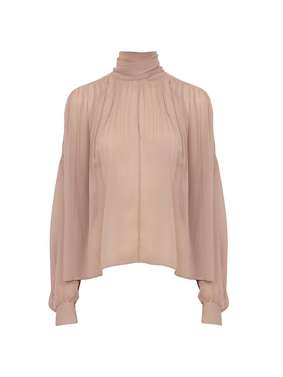 Womens Shirred Silk Top Product Image