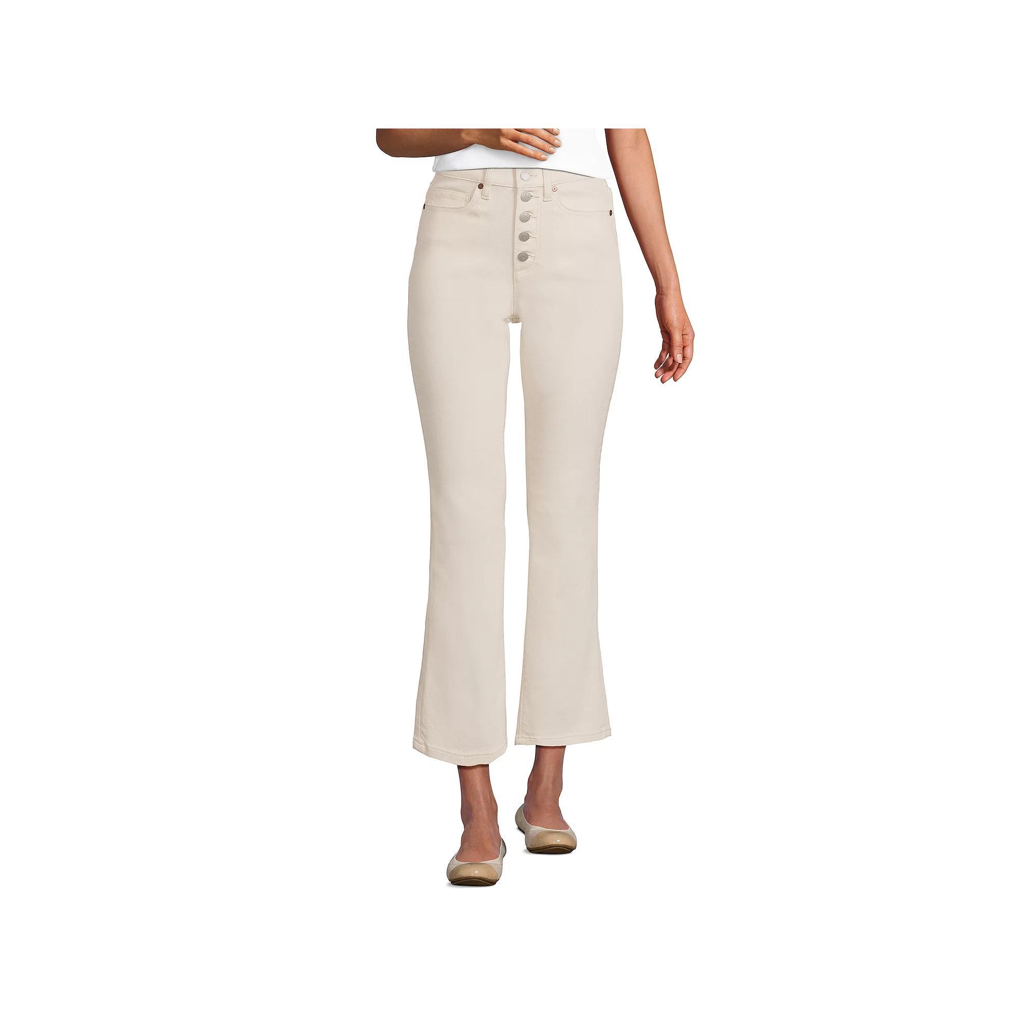 Women's Lands' End High-Rise Flare Crop Jeans, Size: 16, Natural Product Image