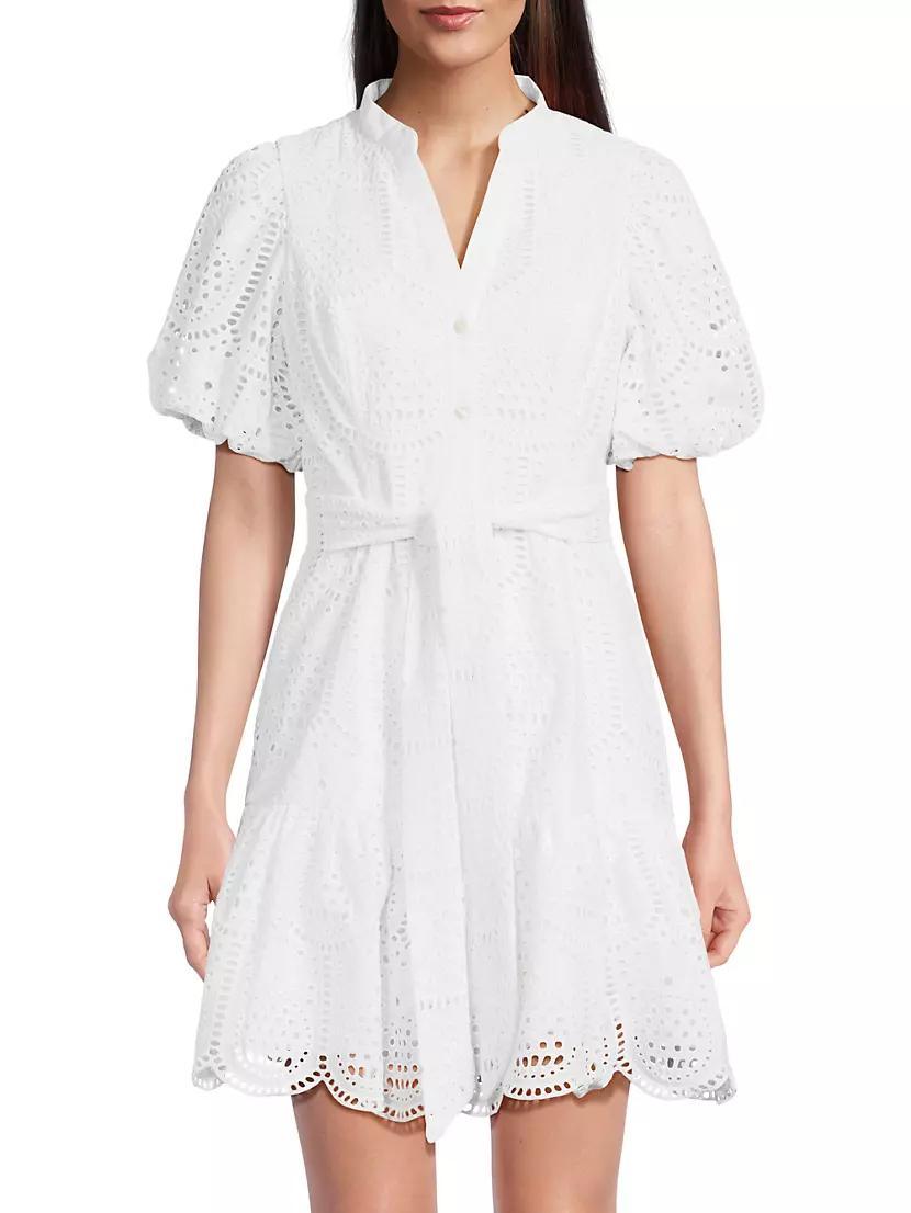 Cotton Tie-Waist Puff-Sleeve Minidress Product Image