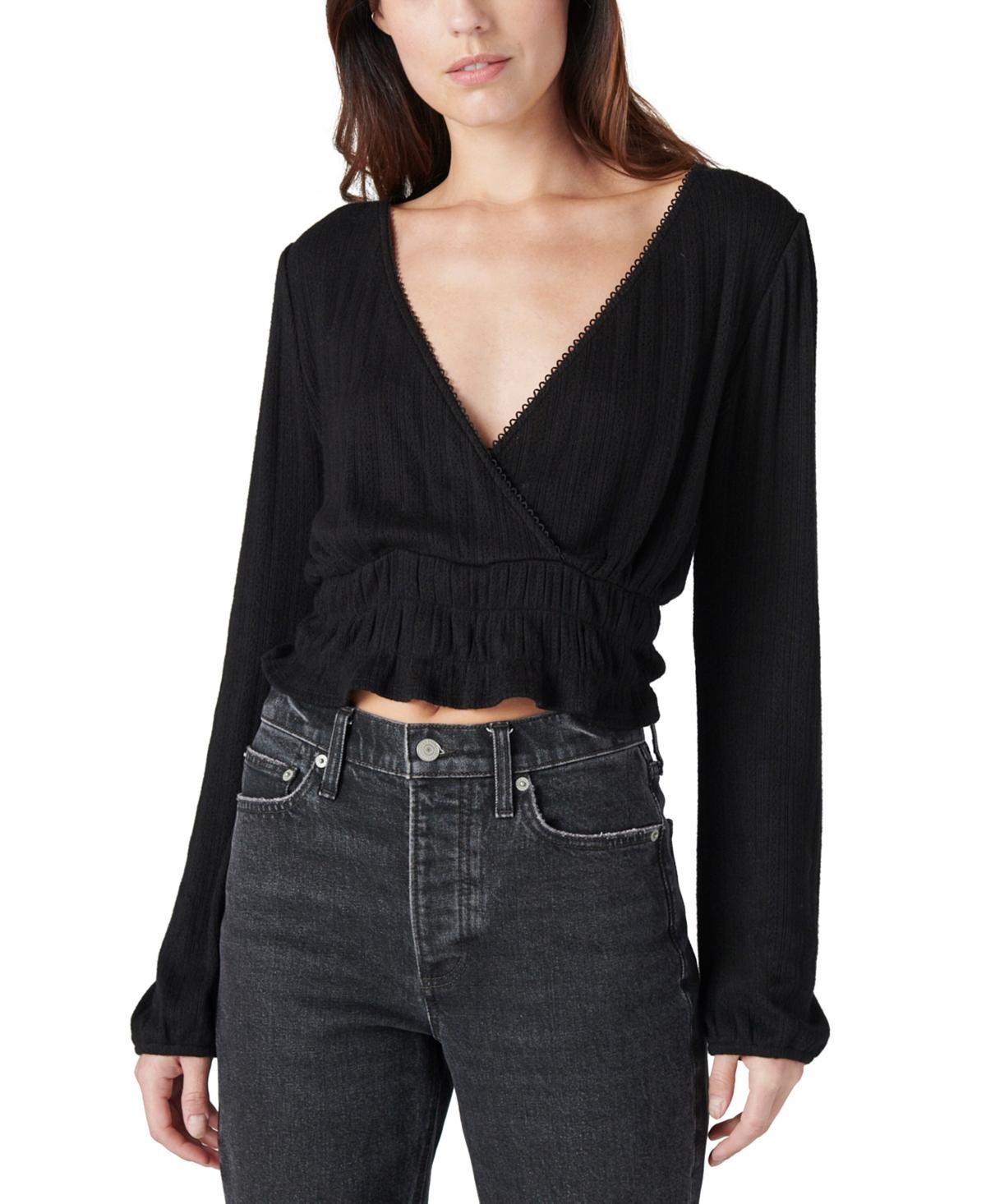 Lucky Brand Pointelle-Trim Surplice Top Product Image
