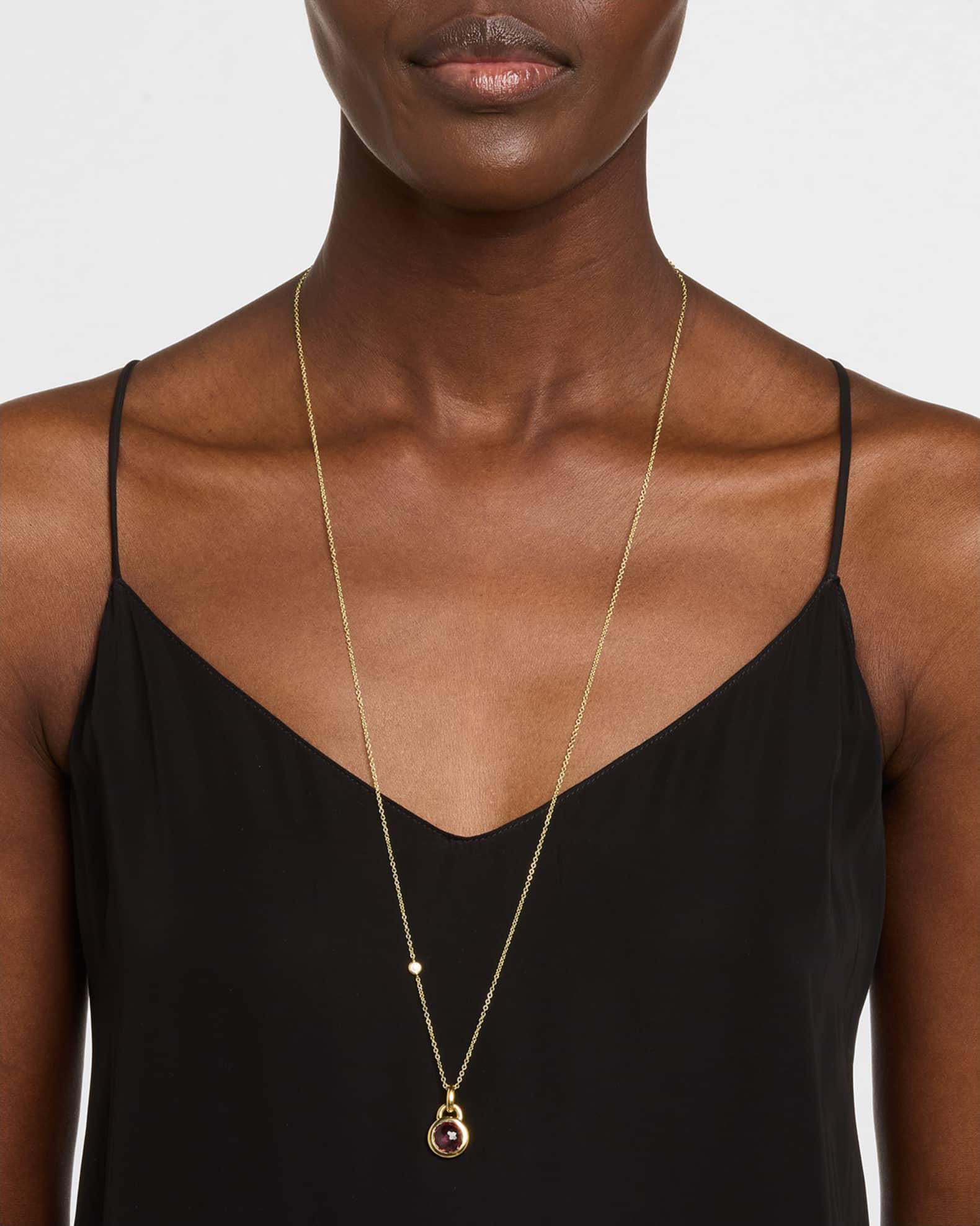 18K Lollipop Round Pendant Necklace with Diamonds, 30"L Product Image