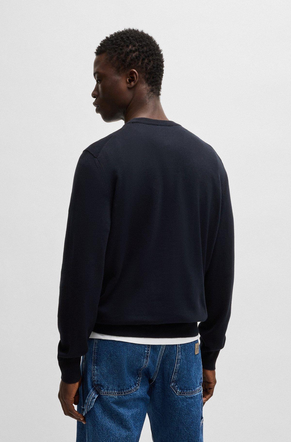Cotton-cashmere regular-fit sweater with logo patch Product Image