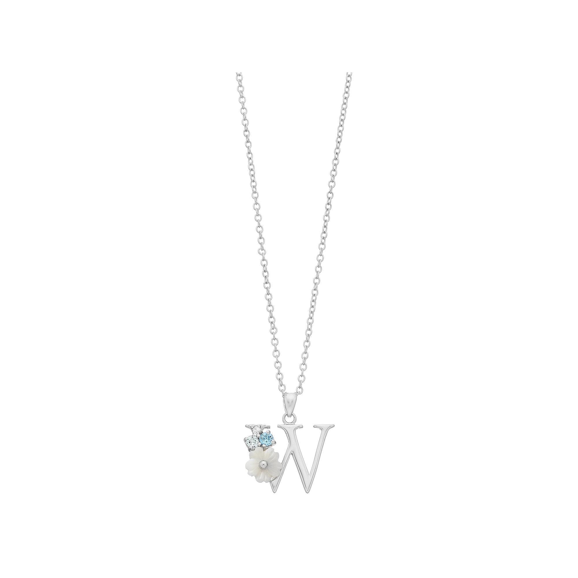 Brilliance Mother-of-Pearl Flower Initial Pendant Necklace, Womens Product Image