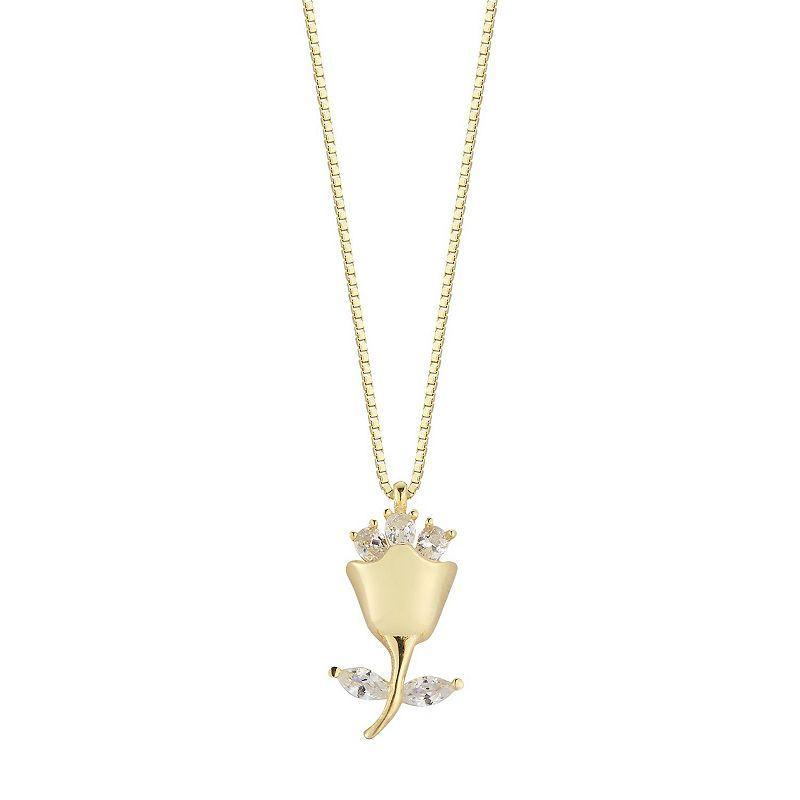 Sunkissed Sterling Cubic Zirconia Rose Pendant Necklace, Women's, Gold Tone Product Image