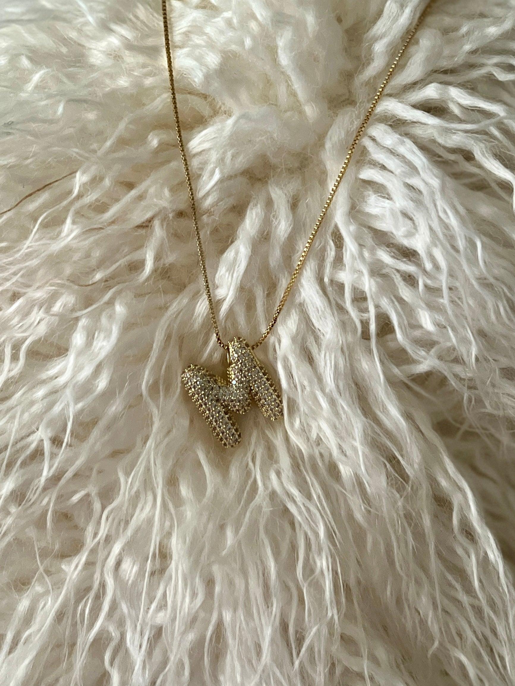 Rhinestone Bubble Letter Necklace Product Image