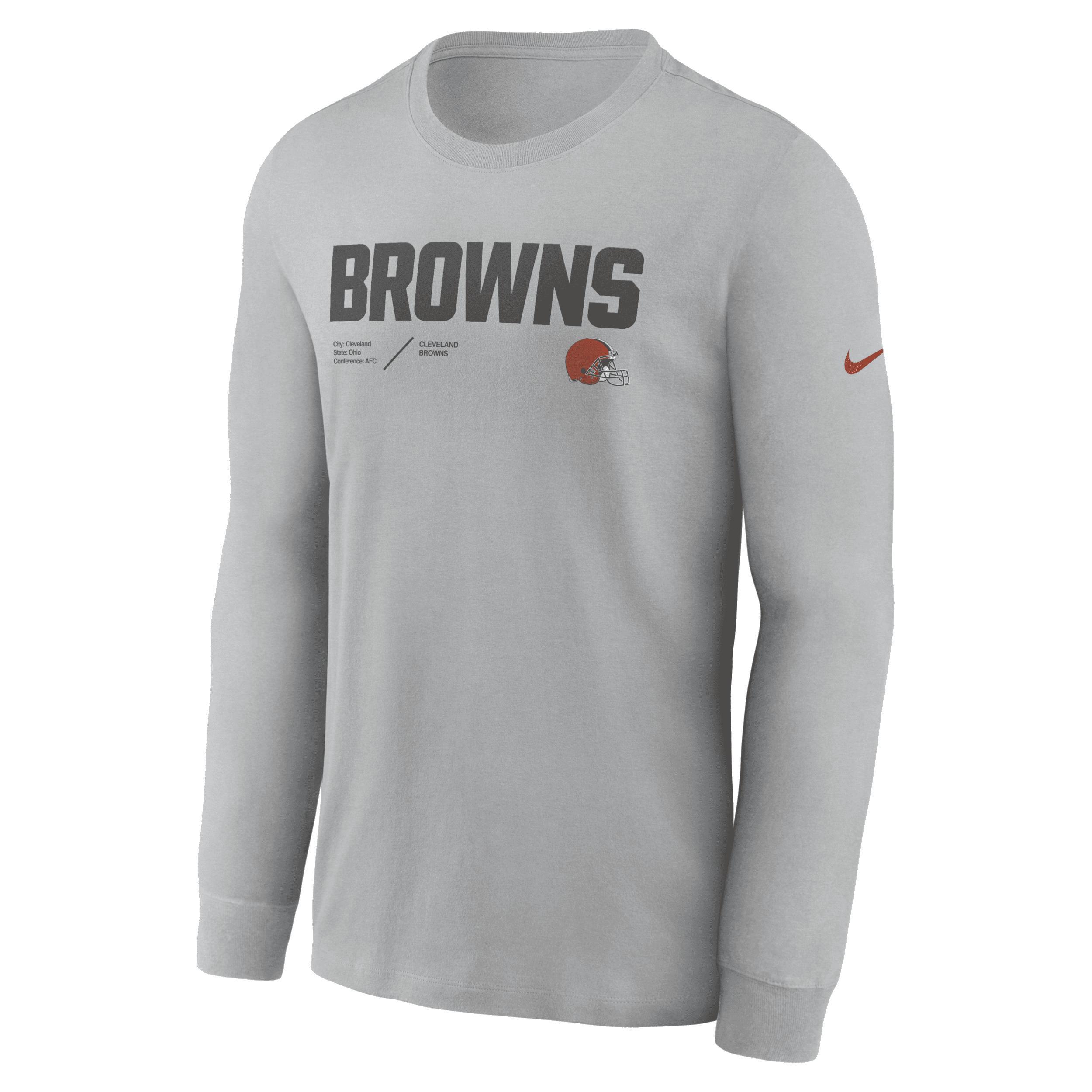 Mens Nike Silver Cleveland Browns Infograph Lock Up Performance Long Sleeve T-shirt Product Image