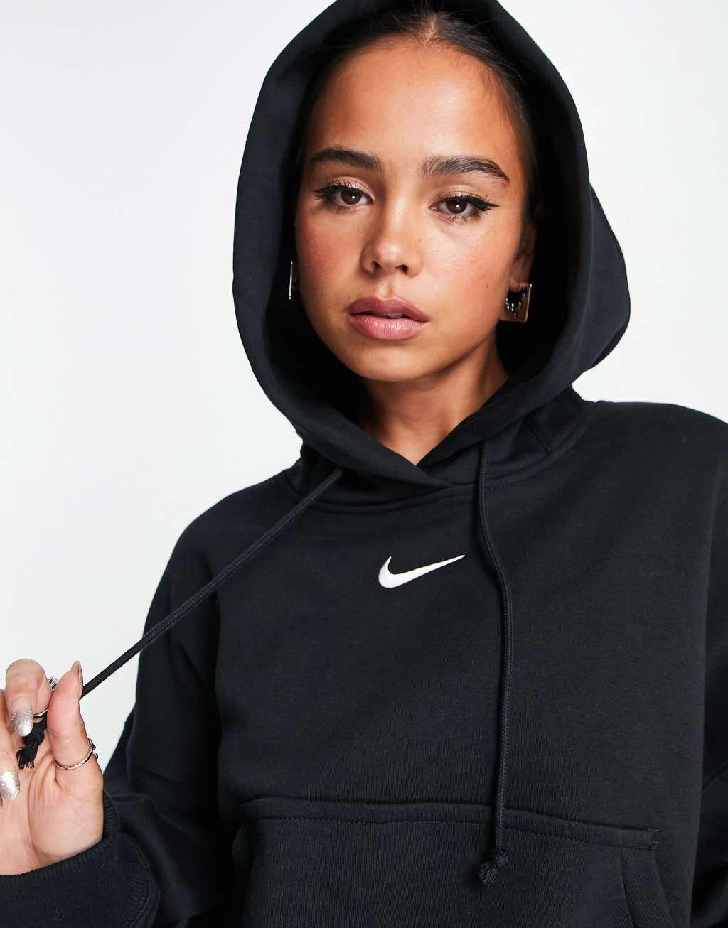 Nike Women's Sportswear Phoenix Fleece Over-Oversized Pullover Hoodie in Black/Black Size Small Cotton/Polyester/Fleece Product Image