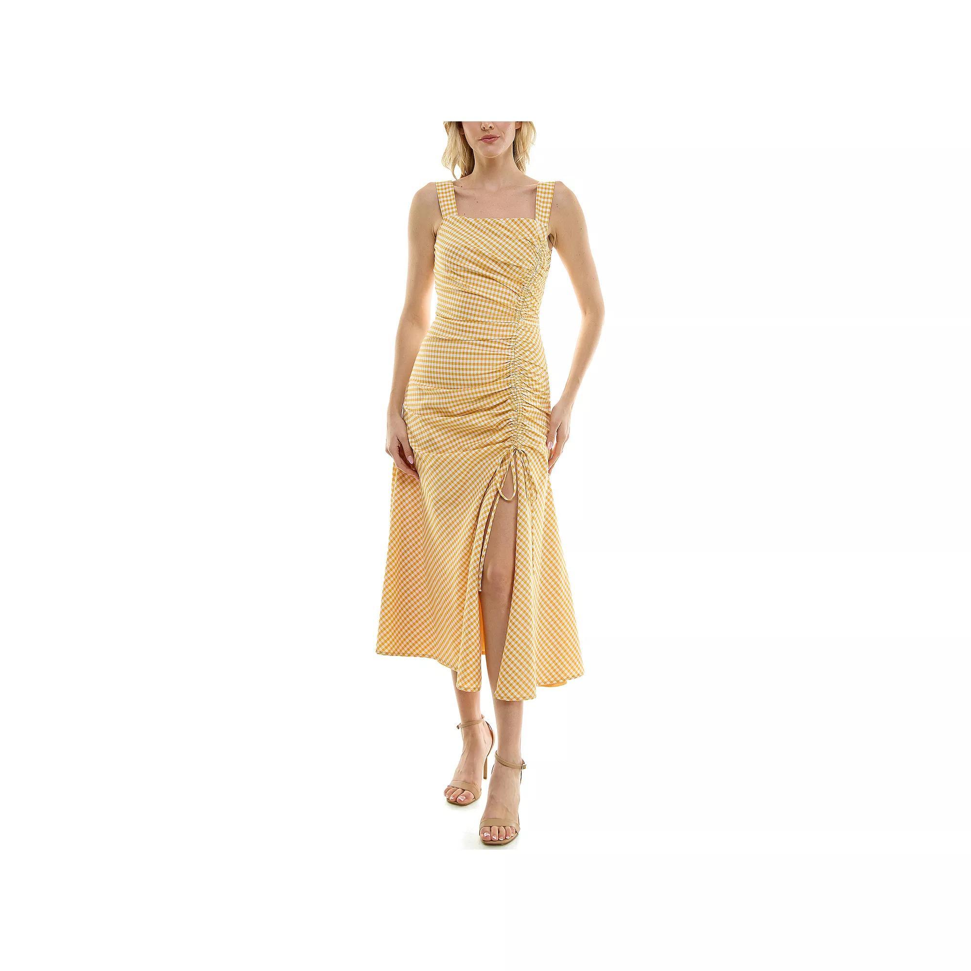 Women's Taylor Squareneck Side-Rouched Midi Dress, Size: 6, Gingham Product Image