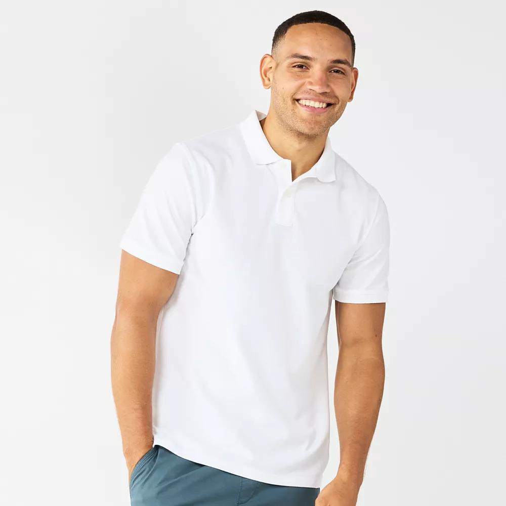 Men's Sonoma Goods For Life® Short Sleeve Relaxed Fit Pique Polo, Size: XXL, Modern White Product Image