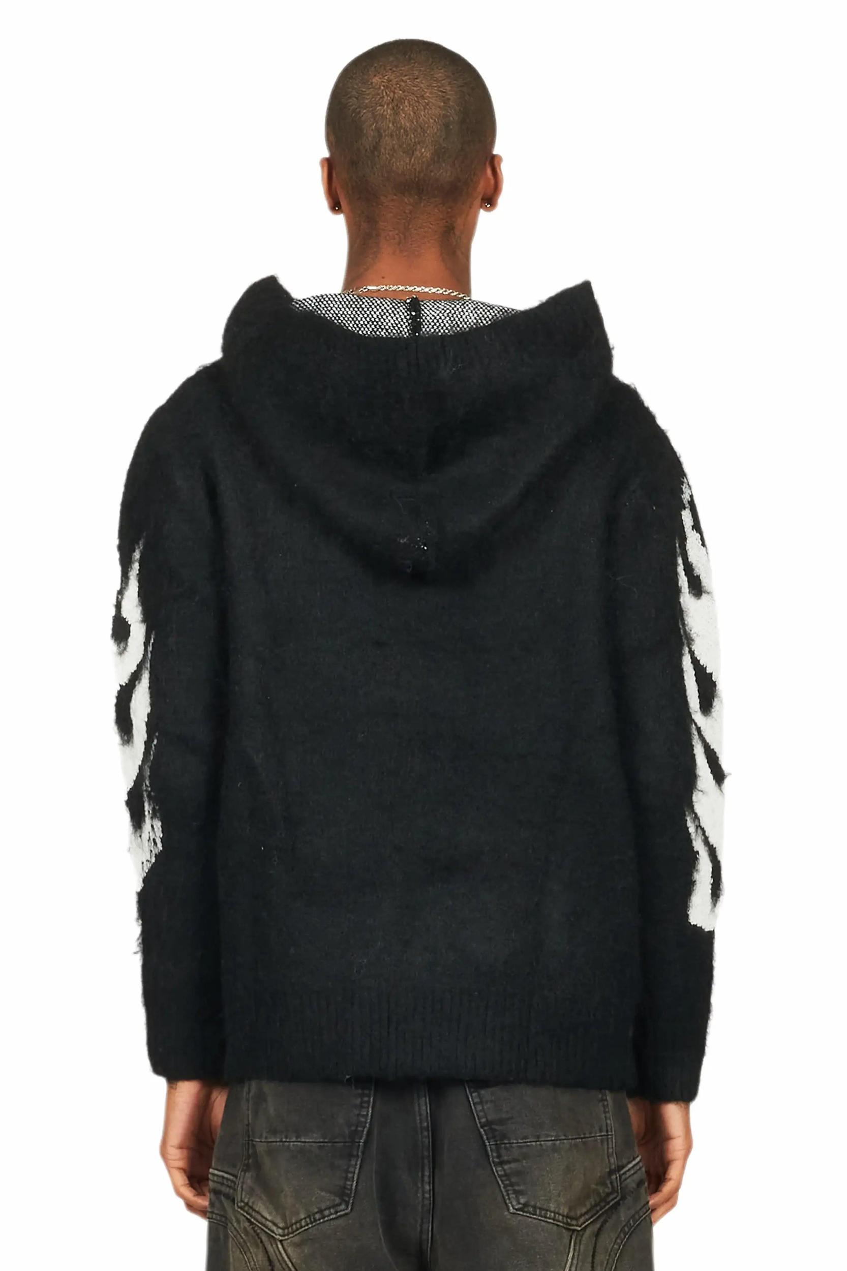 Boaz Black Graphic Mohair Hoodie Male Product Image