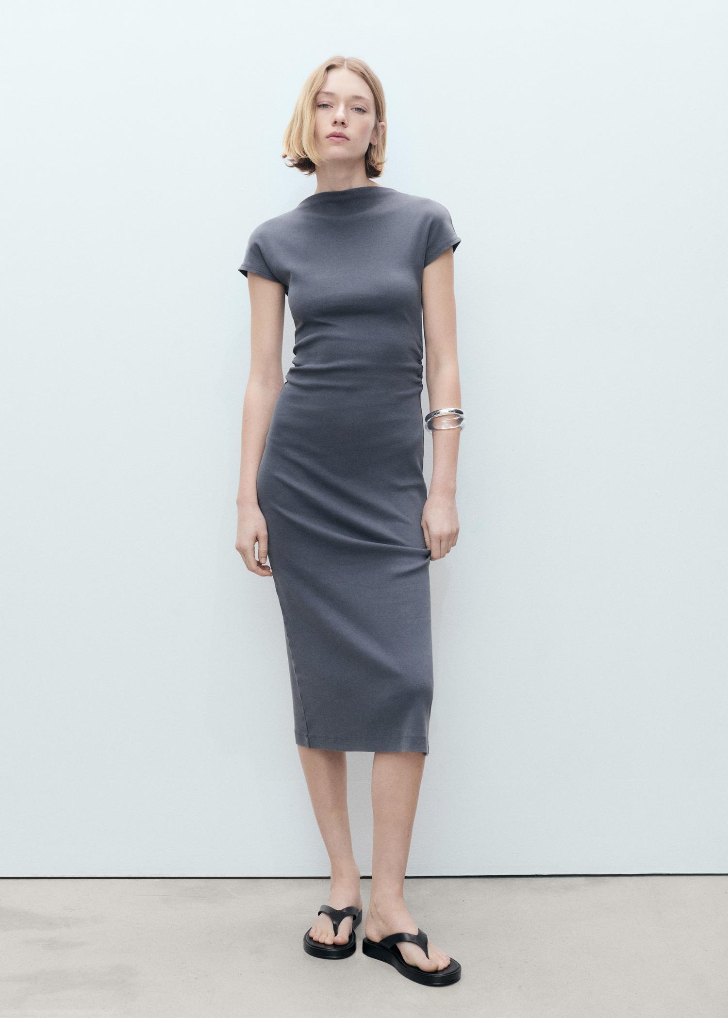 Midi-dress with draped detail - Women | MANGO USA Product Image