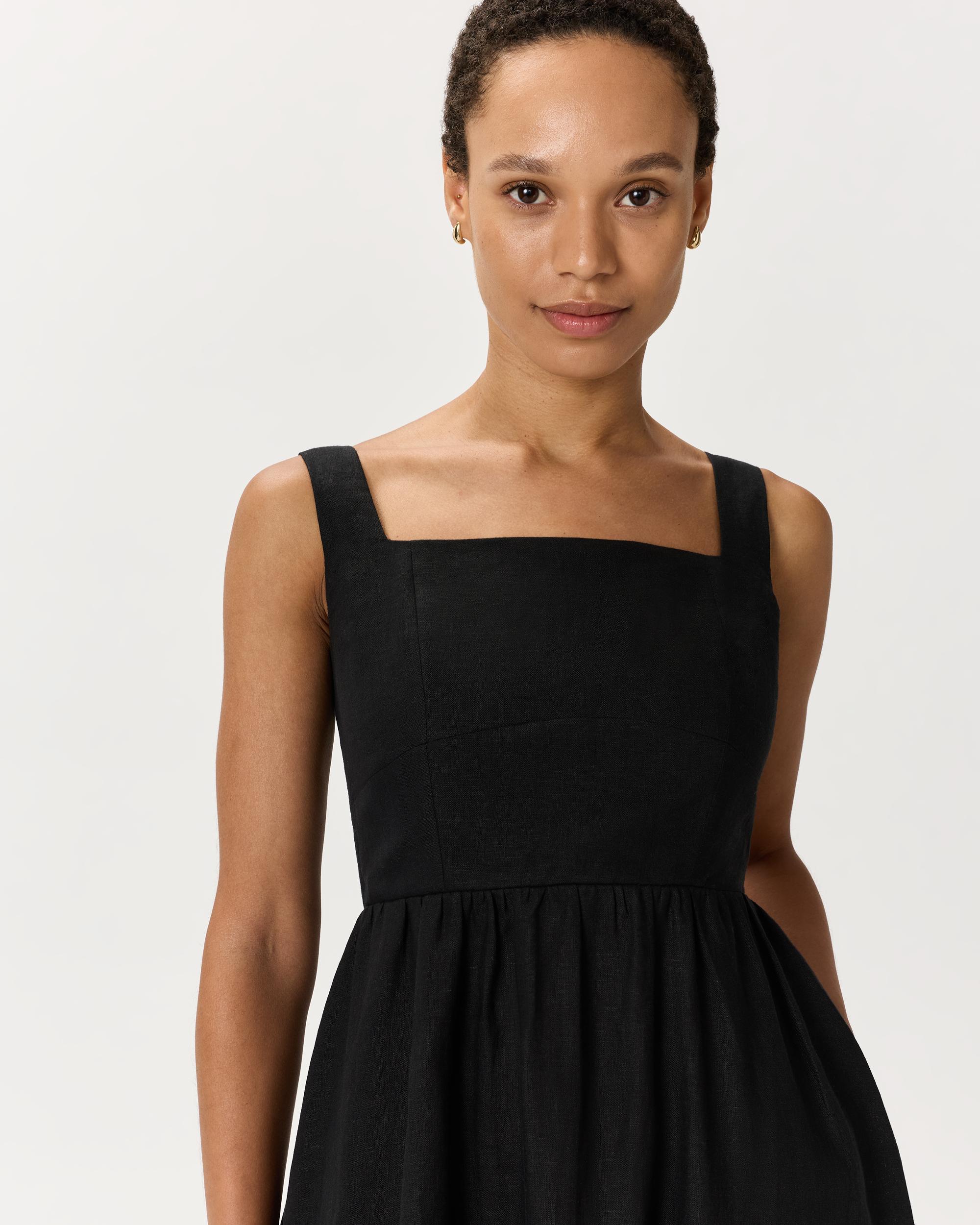 Quince | Women's 100% European Linen Fit & Flare Midi Dress Product Image