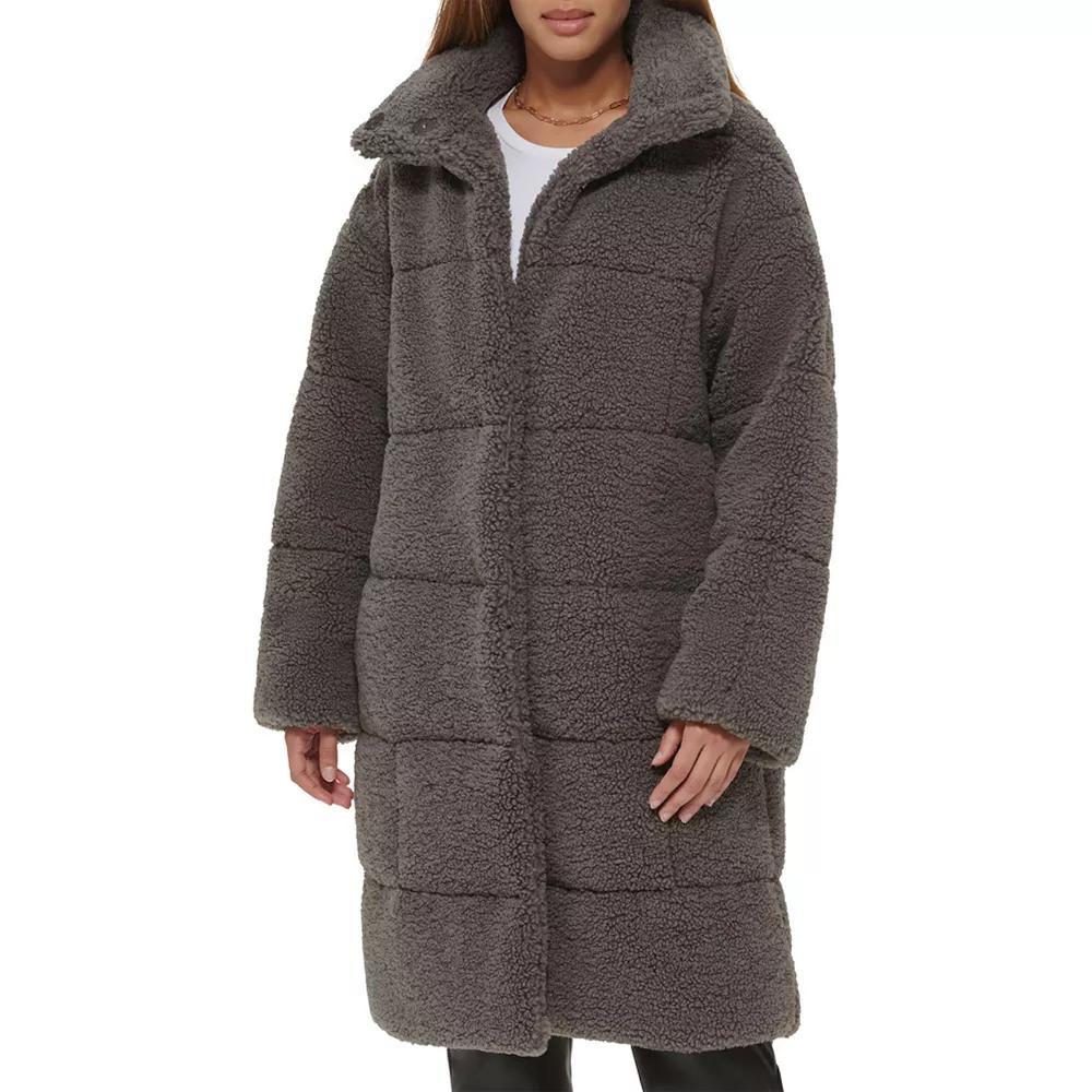 Women's Levi's® Long Quilted Sherpa Coat, Size: XL, Black Gray Product Image