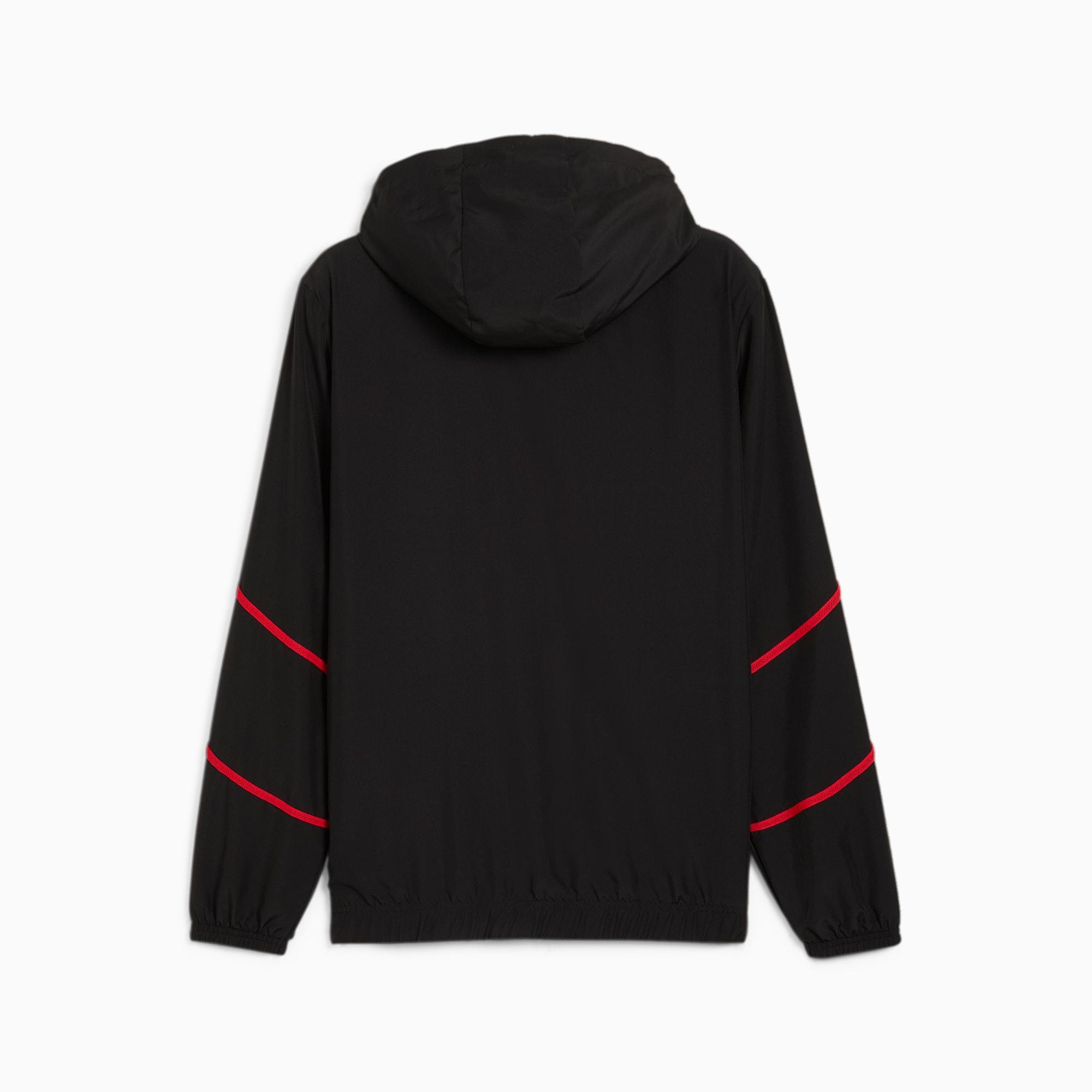 PUMA AC Milan Pre-Match Men's Woven Soccer Jacket in Black/For All Time Red Product Image