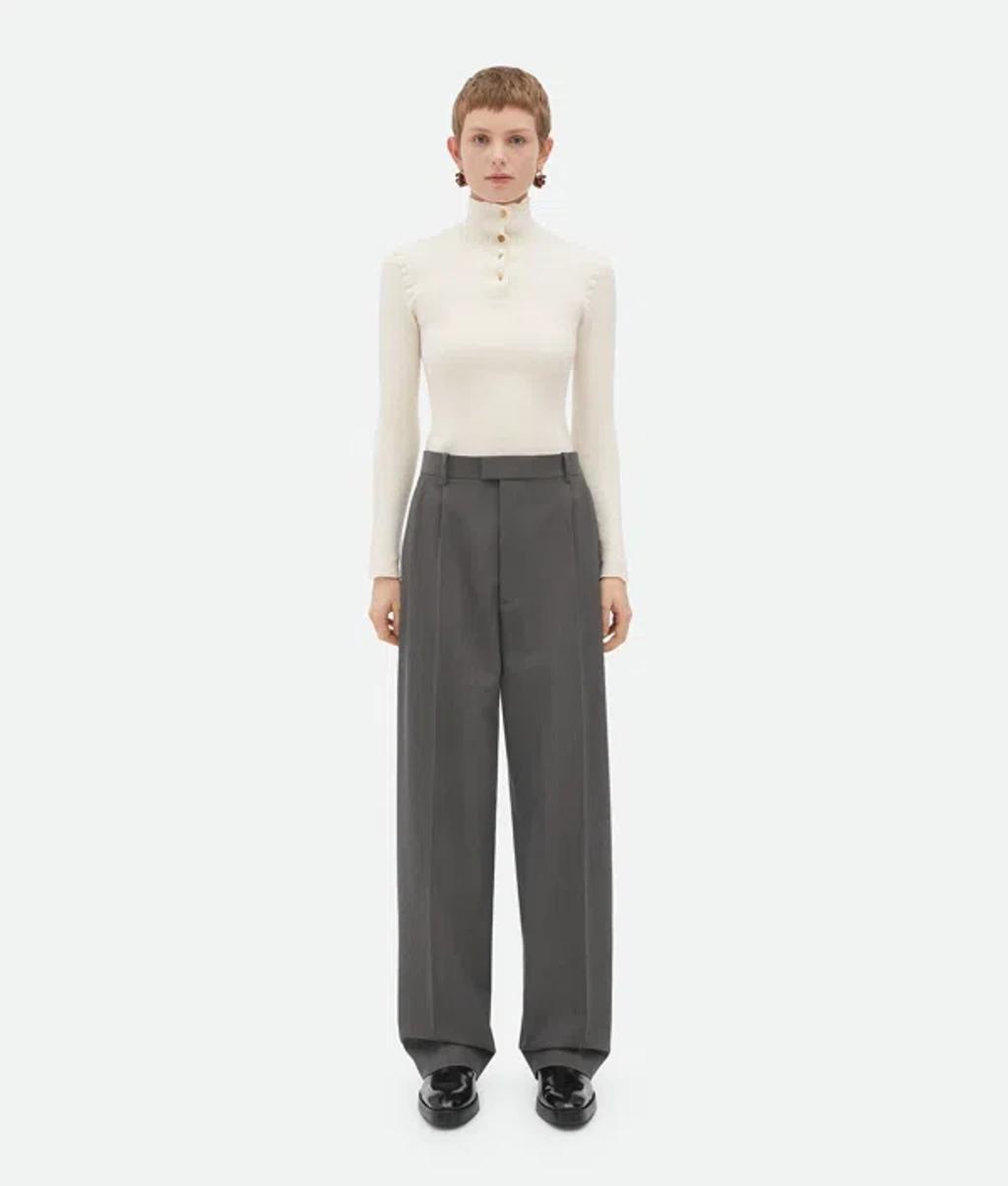 BOTTEGA VENETA Light Wool Trousers In Gray Product Image
