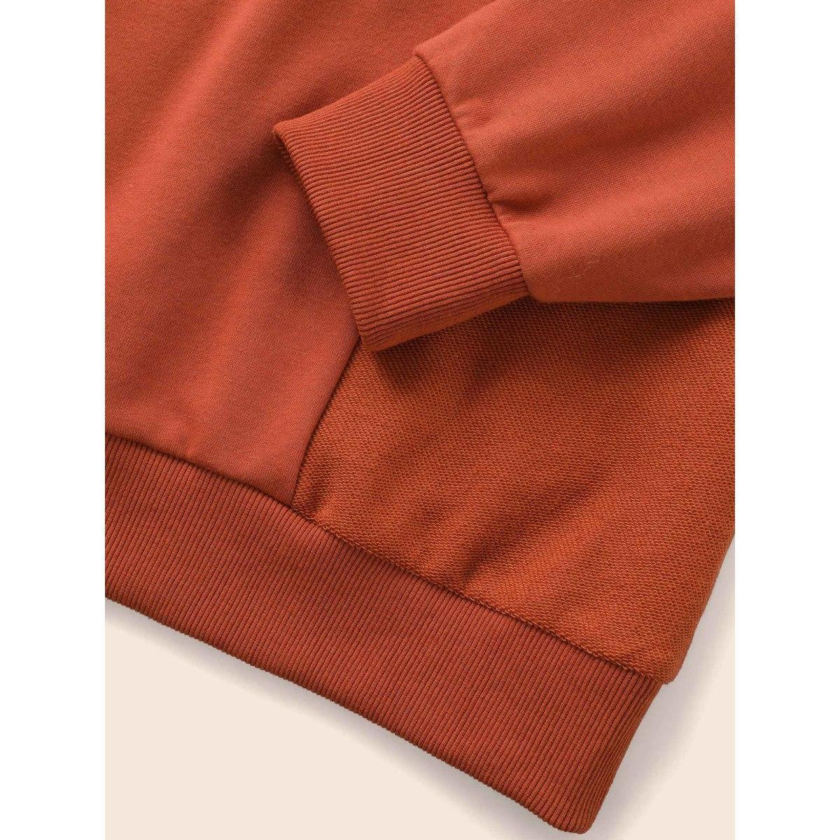Plus Size Round Neck Patchwork Drop Shoulder Sweatshirt Women Rust Casual Patchwork Round Neck Everyday Sweatshirts BloomChic 26/4X Product Image