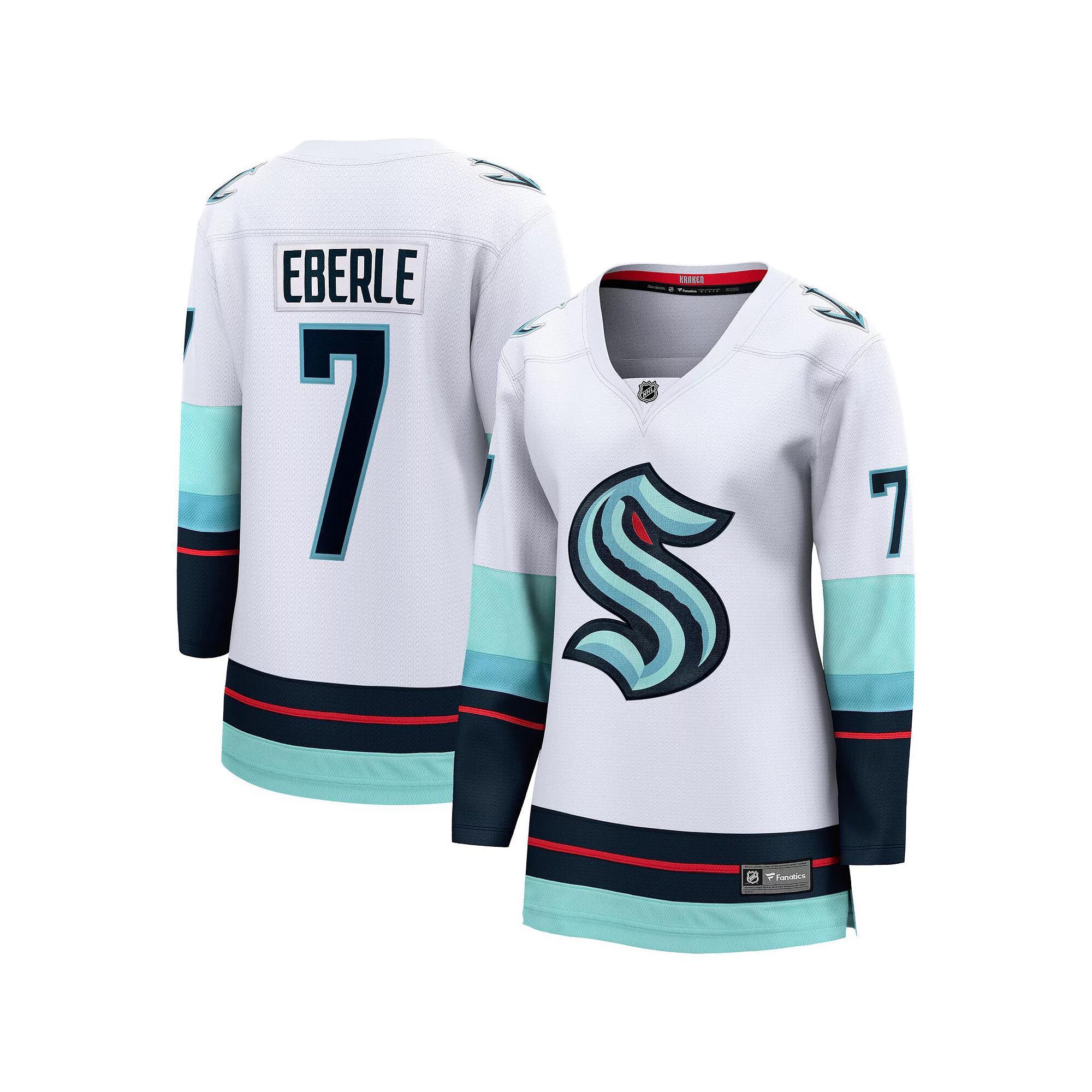 Women's Fanatics Branded Jordan Eberle White Seattle Kraken Away Premier Breakaway Player Jersey, Size: Small, Krk White Product Image