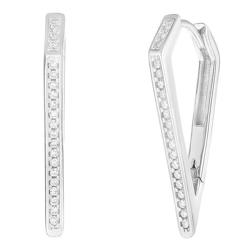 Sunkissed Sterling Sterling Silver Cubic Zirconia Pointed Hoop Earrings, Women's, Silver Tone Product Image