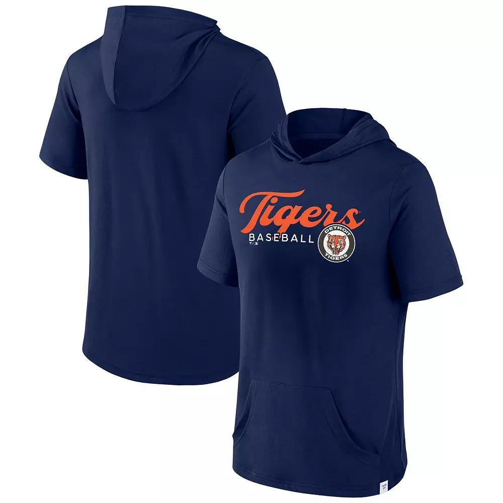 Men's Fanatics Branded Navy Detroit Tigers Offensive Strategy Short Sleeve Pullover Hoodie, Size: Medium, Blue Product Image