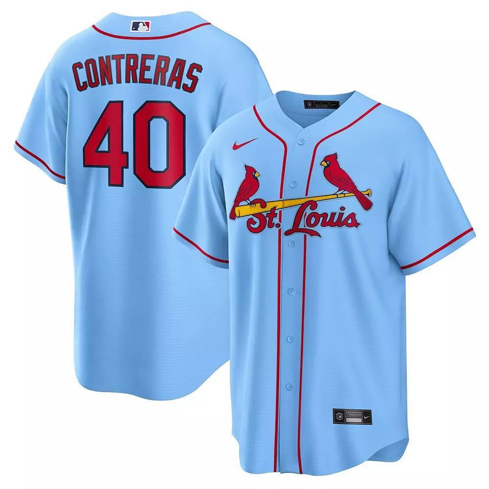 Men's Nike Willson Contreras Light Blue St. Louis Cardinals Alternate Replica Jersey, Size: Medium Product Image