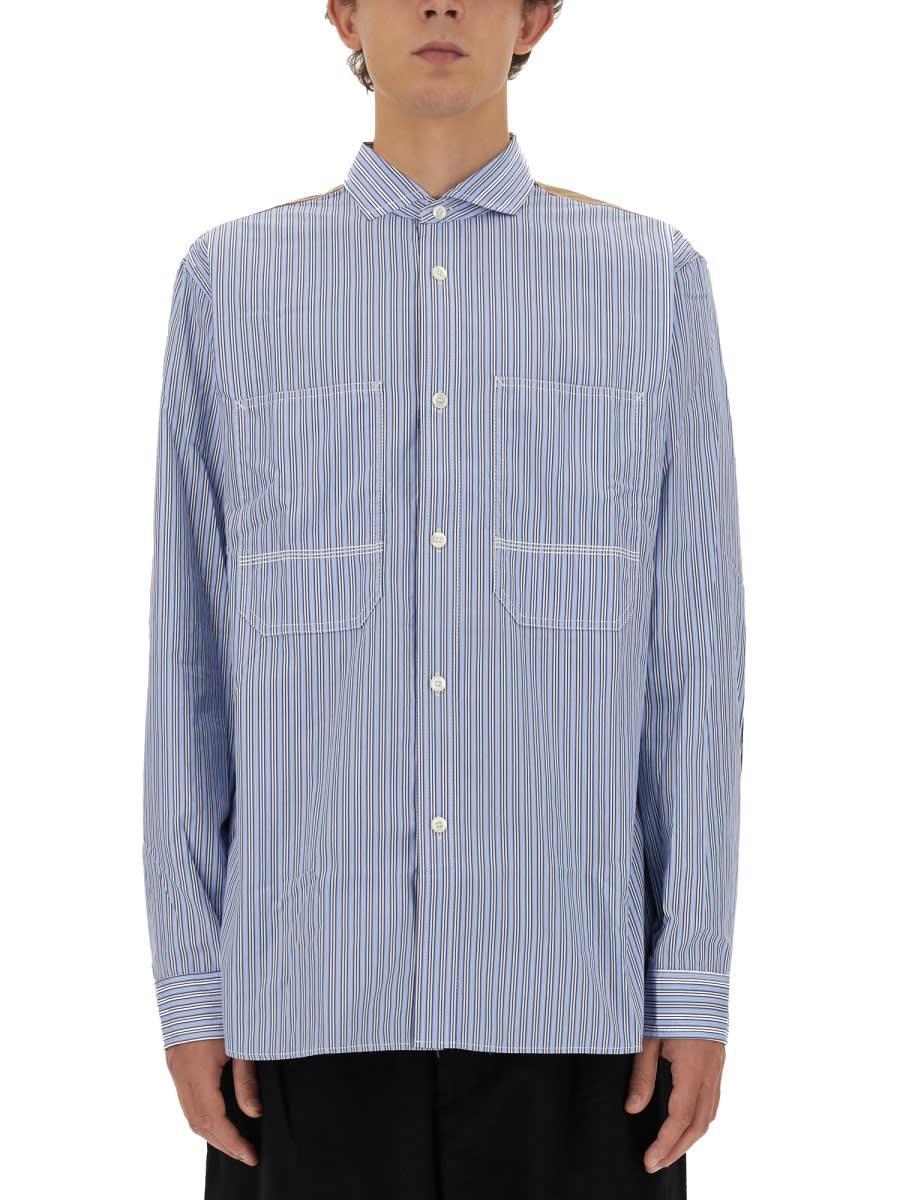 JUNYA WATANABE Cotton Shirt In Wh/blu X Green Product Image