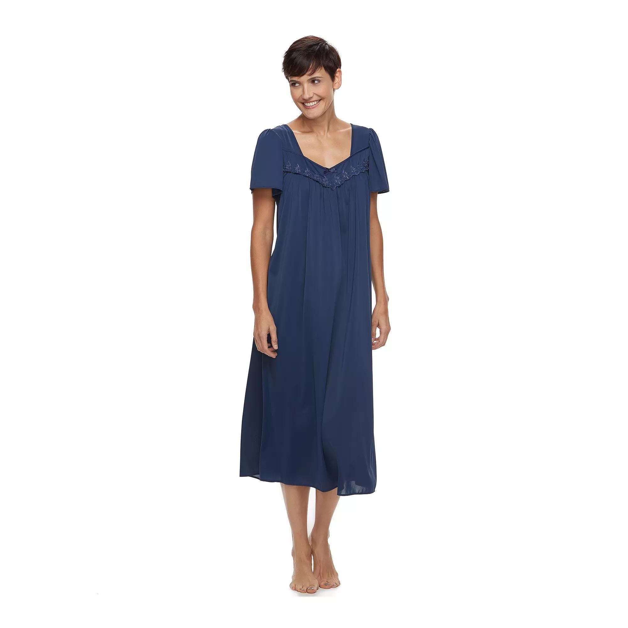 Petite Miss Elaine Essentials Short Sleeve Nightgown, Women's, Size: Small Petite, Blue Product Image