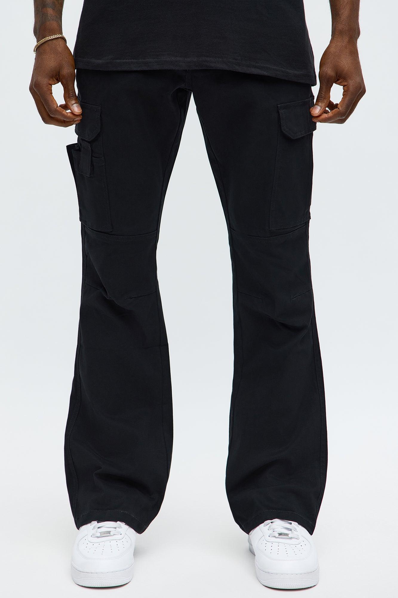 Stacked Slim Flare Kryptonite Cargo Pants - Black Product Image