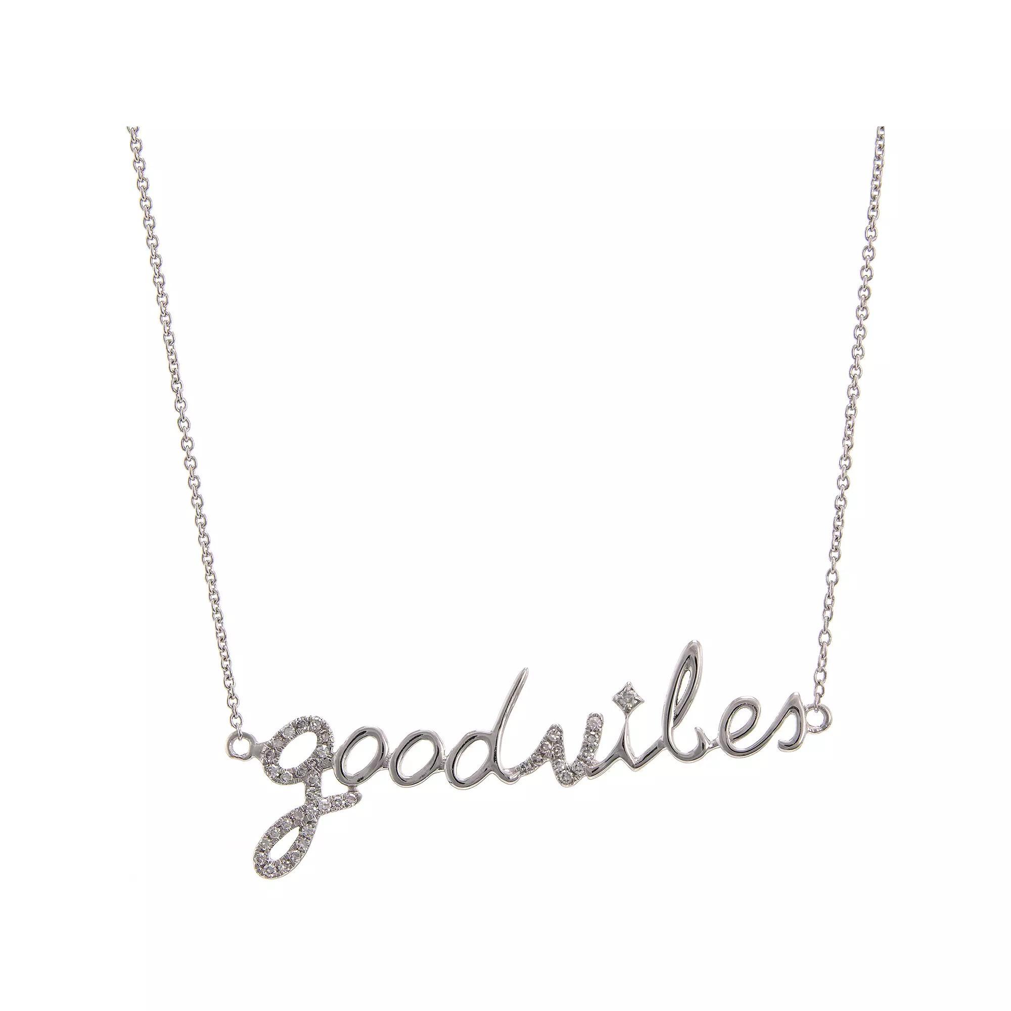 Luxle 14k White Gold 1/10 Carat T.W. Diamond "Good Vibes" Necklace, Women's Product Image
