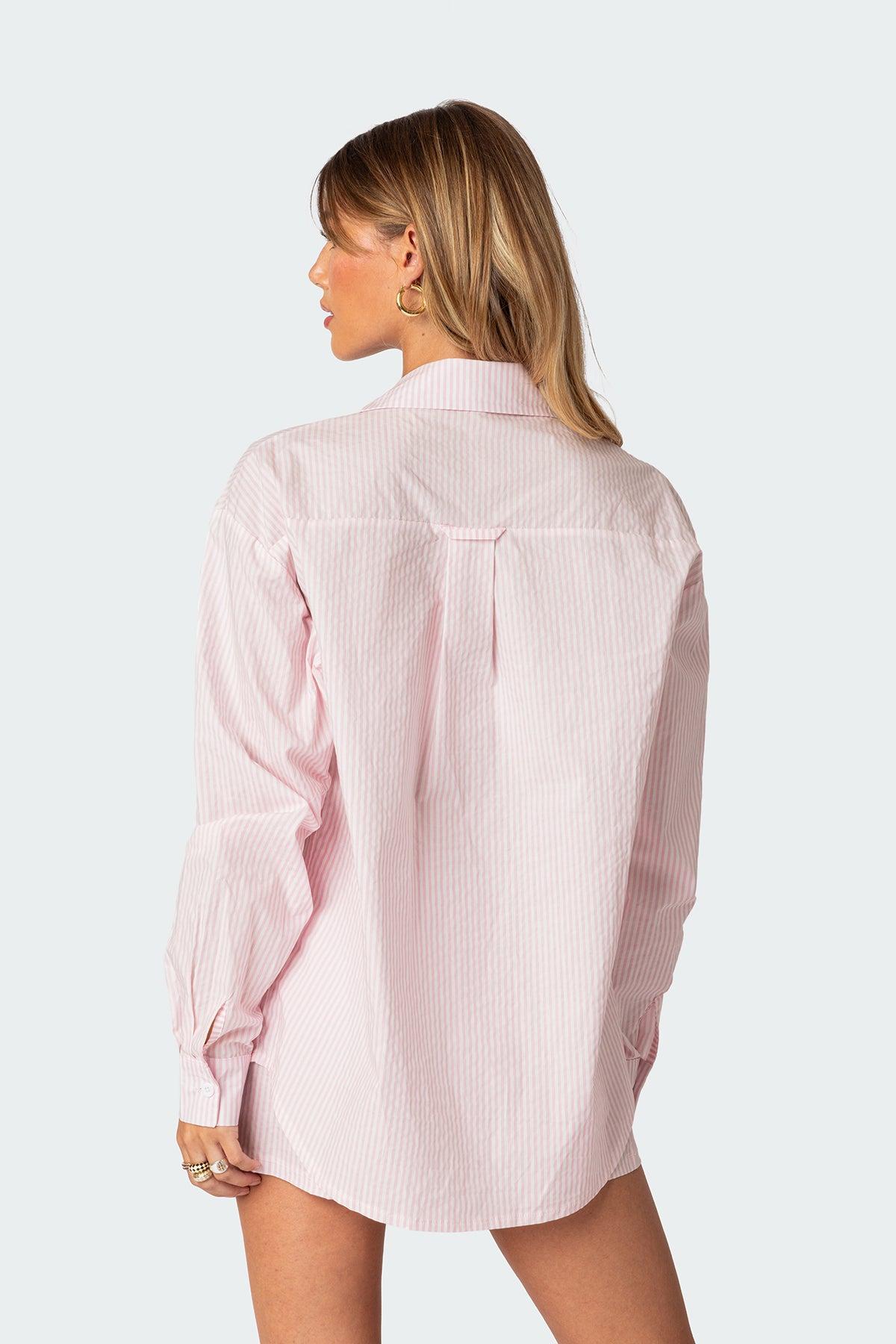 Oversized Pinstripe Button Up Shirt Product Image