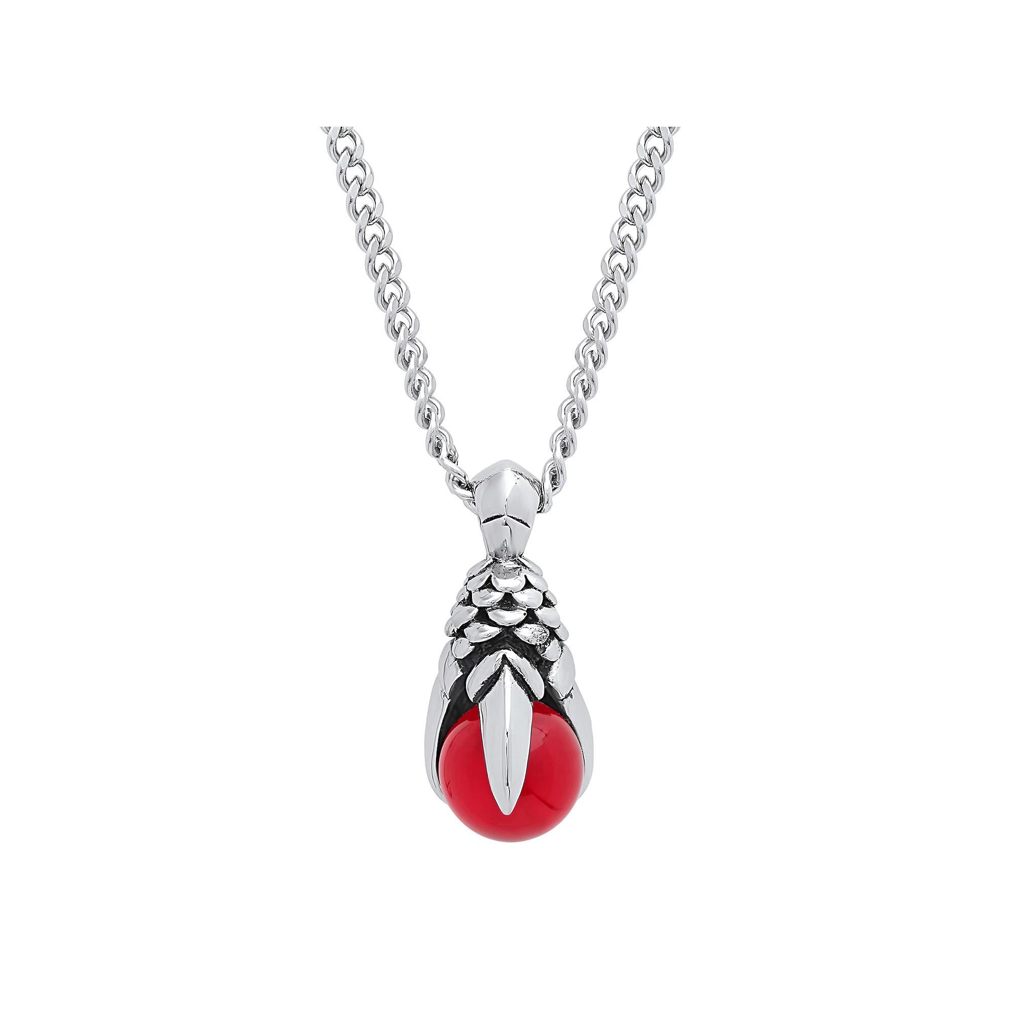 Stainless Steel Red Glass Claw Pendant Necklace, Men's, Size: 24", Silver Product Image