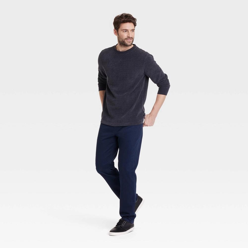 Mens Long Sleeve Textured T-Shirt - Goodfellow & Co Dark Product Image